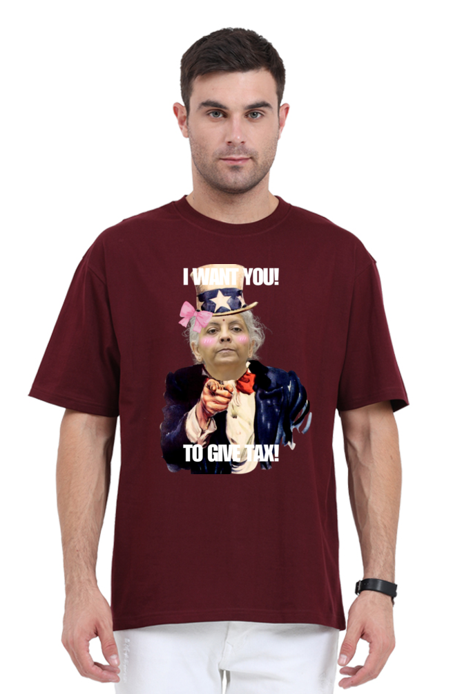 MeemTeesOfficial- Oversized T-shirt- Tax meme uncle sam